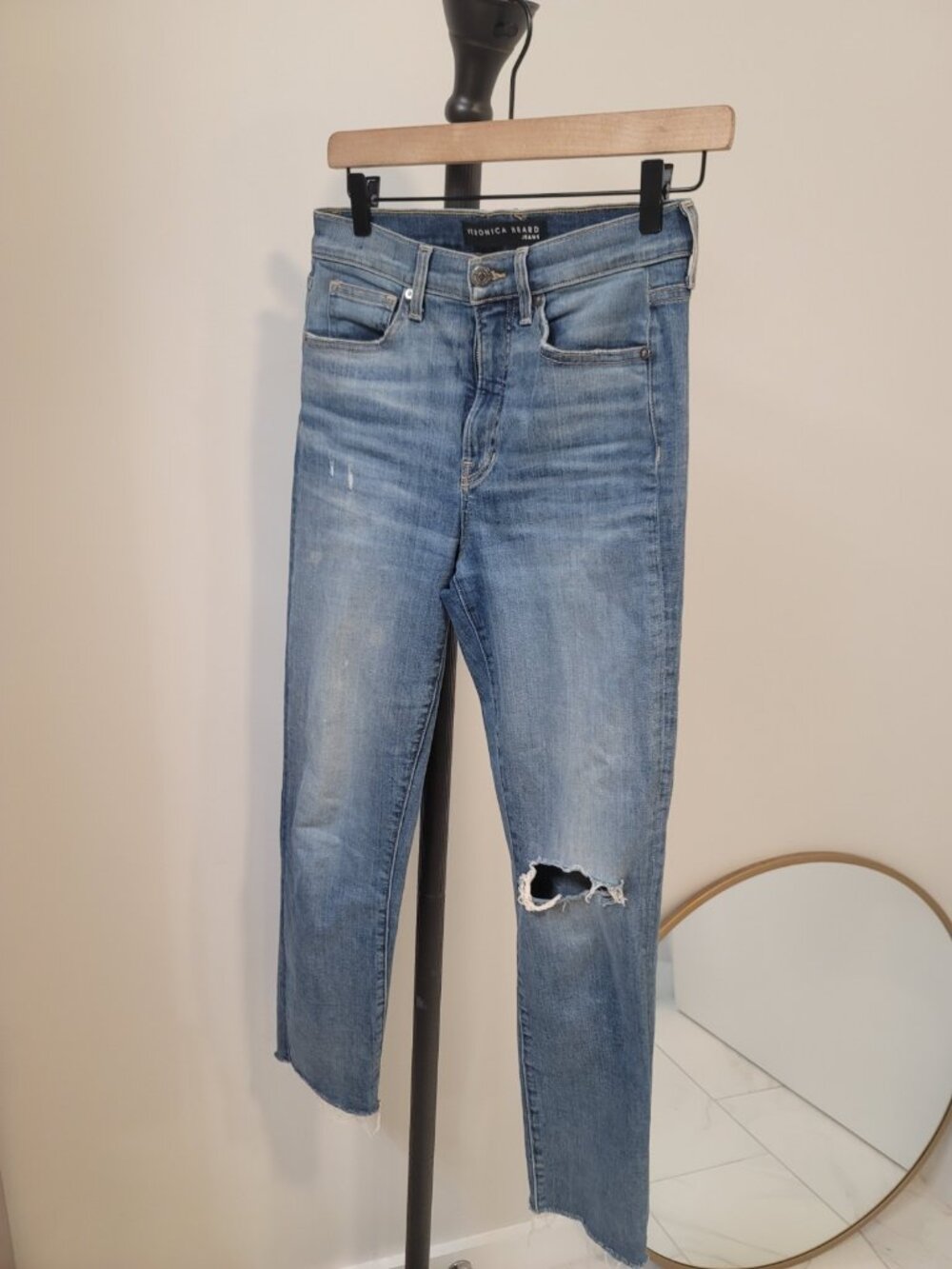 Veronica Beard Ryleigh Slim Straight High Rise Button Up Jeans Sz 27